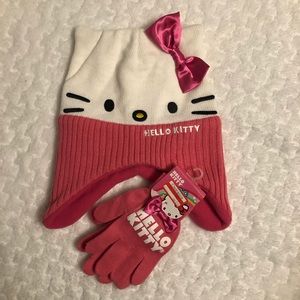 Girls Hello Kitty hat & glove set